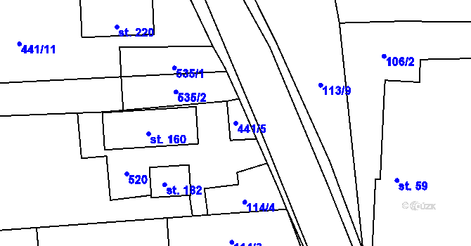 Parcela st. 441/5 v KÚ Osice, Katastrální mapa