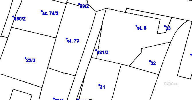 Parcela st. 481/3 v KÚ Osice, Katastrální mapa