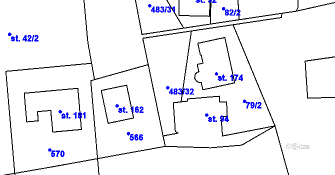 Parcela st. 483/32 v KÚ Osice, Katastrální mapa