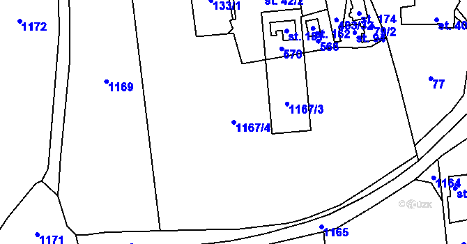 Parcela st. 1167/4 v KÚ Osice, Katastrální mapa