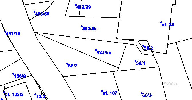 Parcela st. 483/56 v KÚ Osice, Katastrální mapa