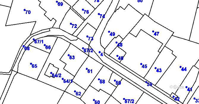 Parcela st. 4 v KÚ Trávník u Osic, Katastrální mapa