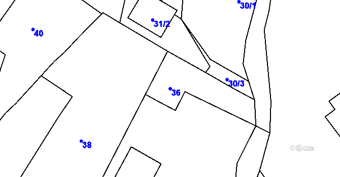 Parcela st. 36 v KÚ Trávník u Osic, Katastrální mapa