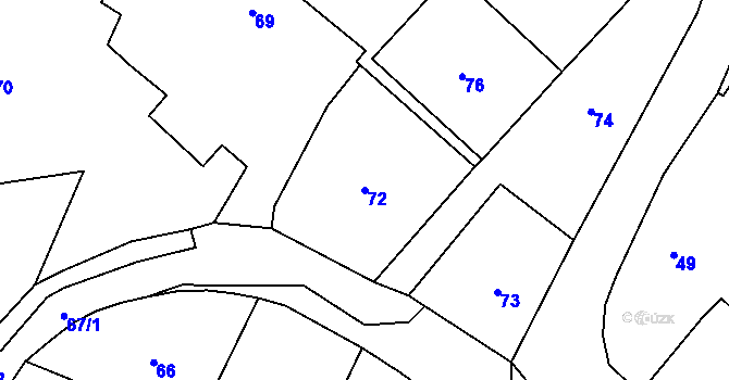 Parcela st. 72 v KÚ Trávník u Osic, Katastrální mapa