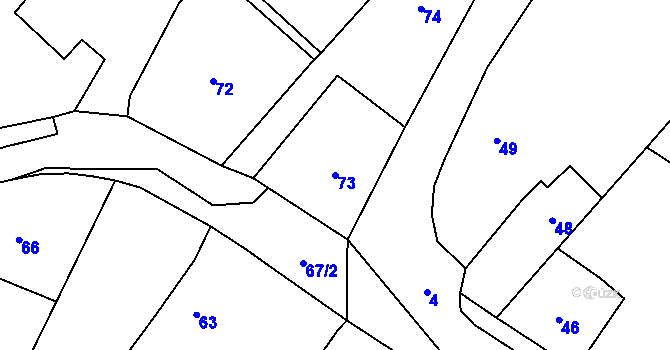 Parcela st. 73 v KÚ Trávník u Osic, Katastrální mapa