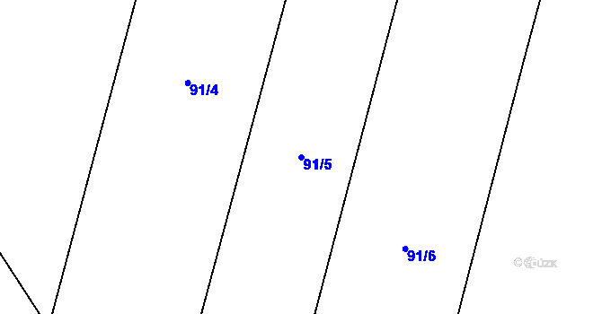 Parcela st. 91/5 v KÚ Trávník u Osic, Katastrální mapa