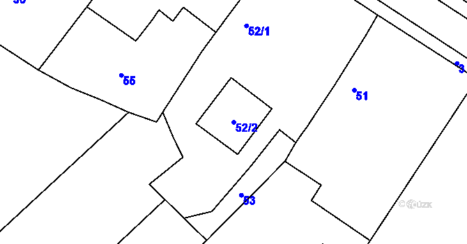Parcela st. 52/2 v KÚ Trávník u Osic, Katastrální mapa