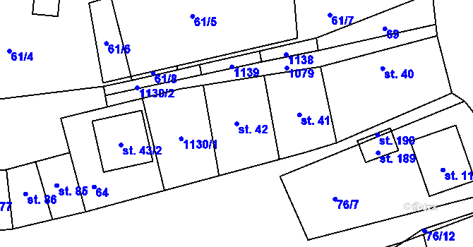 Parcela st. 42 v KÚ Osíčko, Katastrální mapa