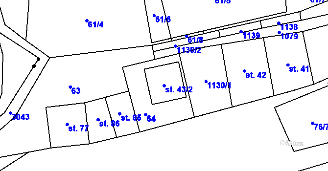 Parcela st. 43/2 v KÚ Osíčko, Katastrální mapa