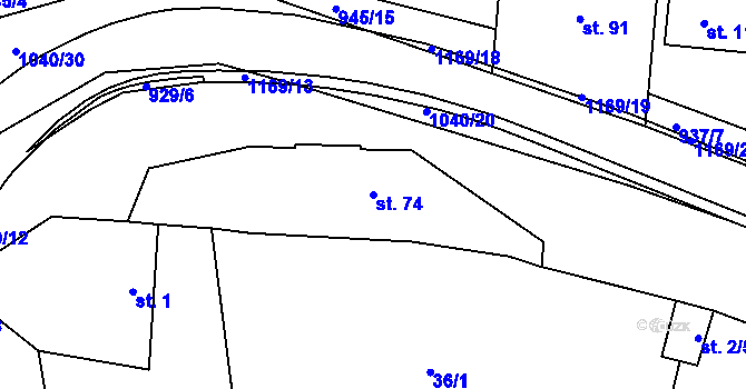 Parcela st. 74 v KÚ Osíčko, Katastrální mapa