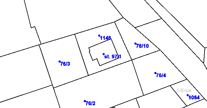 Parcela st. 97/1 v KÚ Osíčko, Katastrální mapa