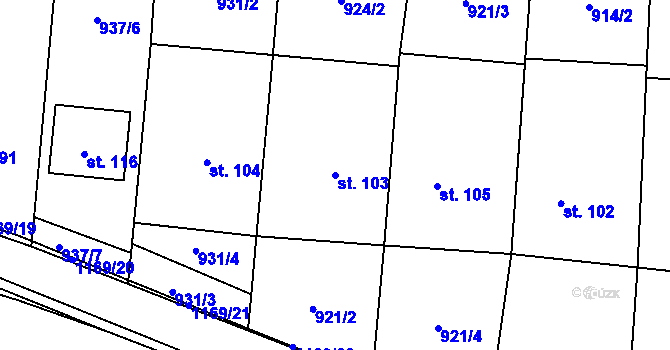 Parcela st. 103 v KÚ Osíčko, Katastrální mapa