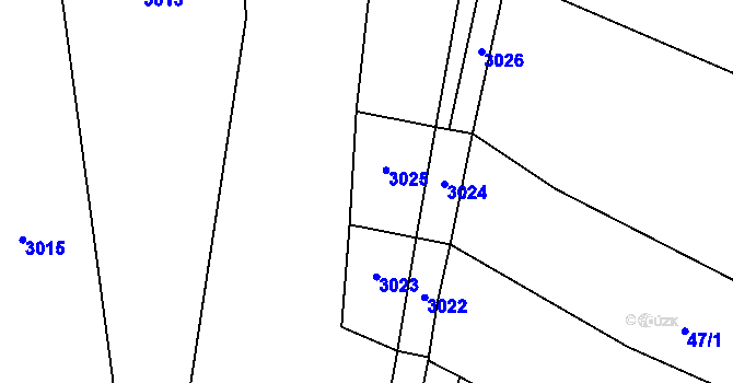 Parcela st. 47/3 v KÚ Osíčko, Katastrální mapa