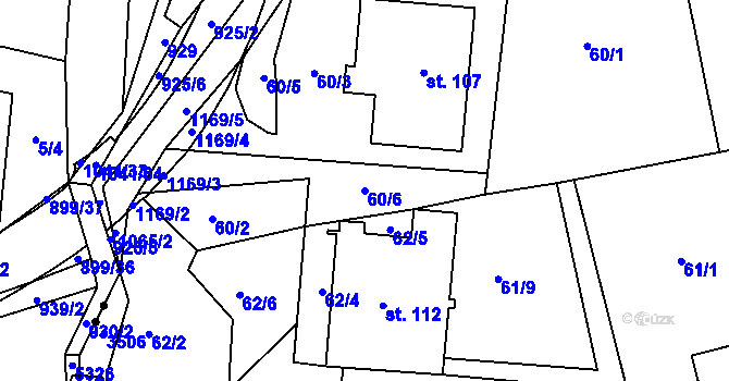 Parcela st. 60/6 v KÚ Osíčko, Katastrální mapa