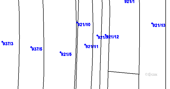 Parcela st. 921/11 v KÚ Osíčko, Katastrální mapa