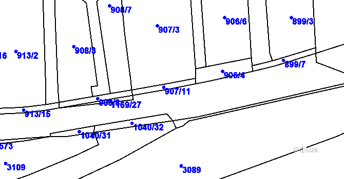 Parcela st. 1169/28 v KÚ Osíčko, Katastrální mapa