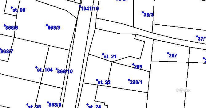 Parcela st. 21 v KÚ Příkazy u Osíčka, Katastrální mapa