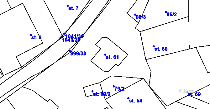 Parcela st. 61 v KÚ Příkazy u Osíčka, Katastrální mapa
