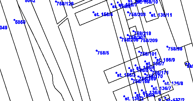 Parcela st. 758/5 v KÚ Příkazy u Osíčka, Katastrální mapa