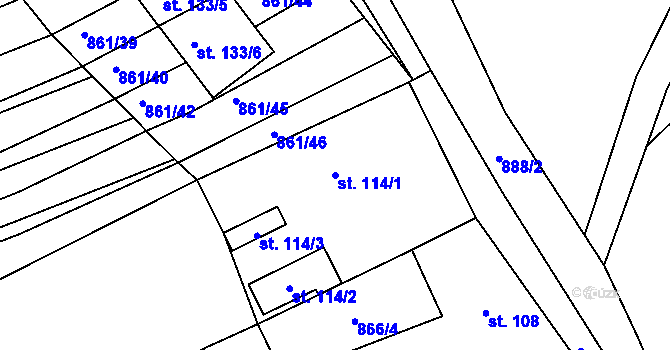 Parcela st. 114/1 v KÚ Příkazy u Osíčka, Katastrální mapa