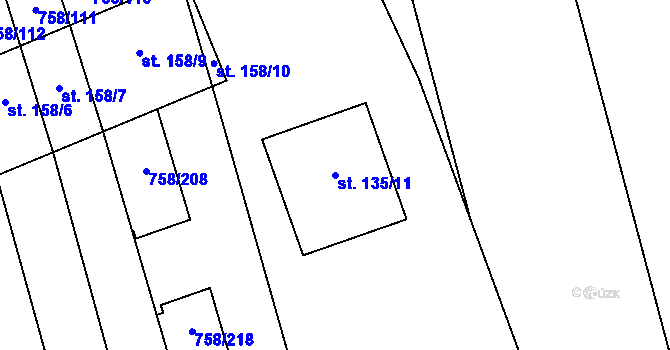 Parcela st. 135/11 v KÚ Příkazy u Osíčka, Katastrální mapa