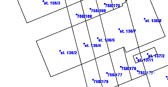 Parcela st. 136/4 v KÚ Příkazy u Osíčka, Katastrální mapa