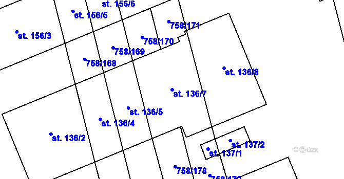 Parcela st. 136/7 v KÚ Příkazy u Osíčka, Katastrální mapa