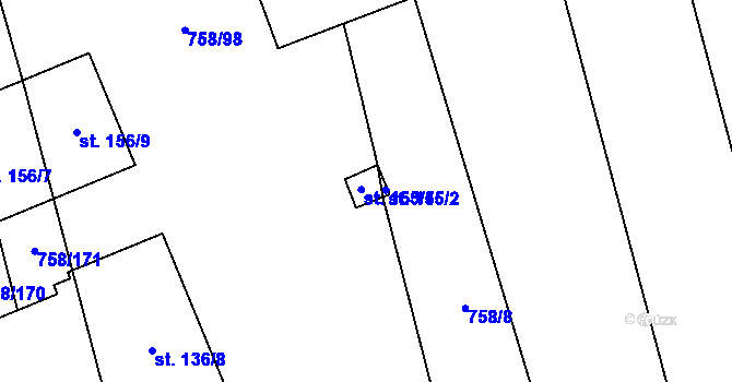 Parcela st. 155/1 v KÚ Příkazy u Osíčka, Katastrální mapa