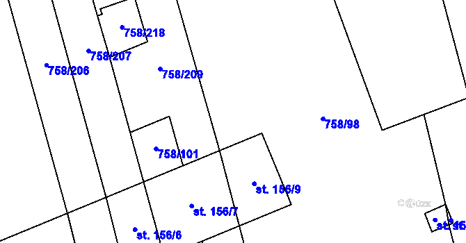 Parcela st. 758/99 v KÚ Příkazy u Osíčka, Katastrální mapa