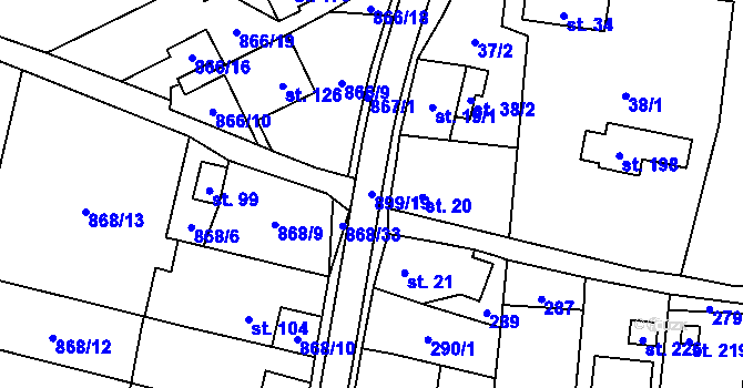 Parcela st. 899/19 v KÚ Příkazy u Osíčka, Katastrální mapa