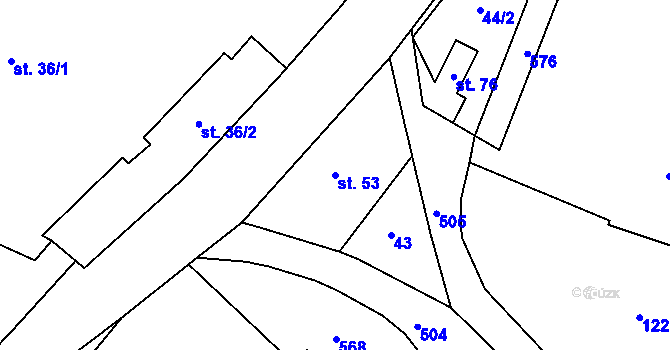 Parcela st. 53 v KÚ Osičky, Katastrální mapa
