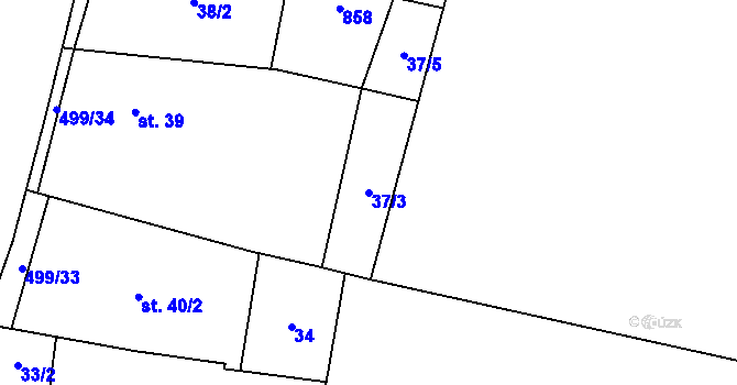 Parcela st. 37/3 v KÚ Osičky, Katastrální mapa