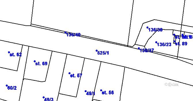 Parcela st. 525/1 v KÚ Osičky, Katastrální mapa