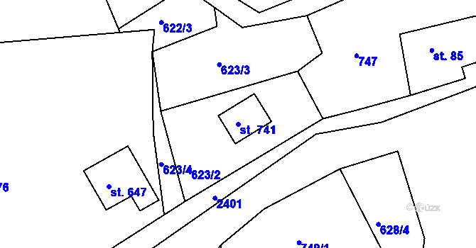 Parcela st. 741 v KÚ Osík, Katastrální mapa