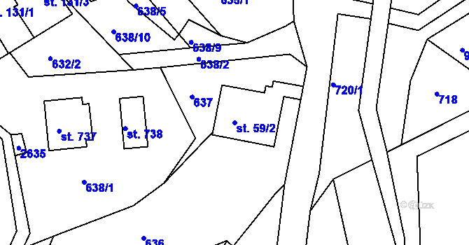 Parcela st. 59/2 v KÚ Osík, Katastrální mapa