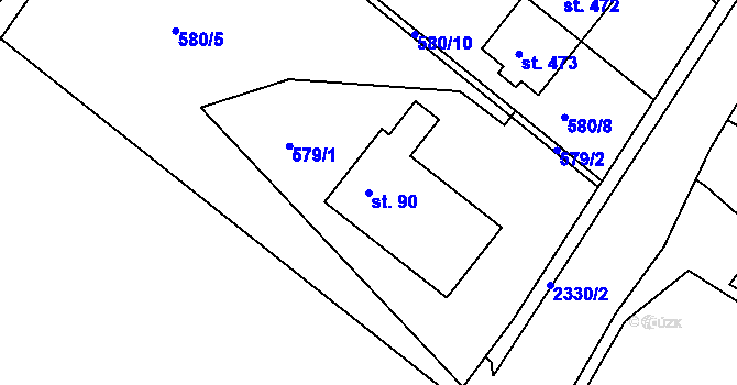 Parcela st. 90 v KÚ Osík, Katastrální mapa