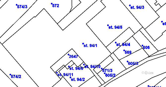 Parcela st. 94/1 v KÚ Osík, Katastrální mapa