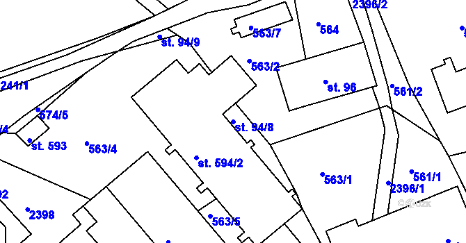 Parcela st. 94/8 v KÚ Osík, Katastrální mapa