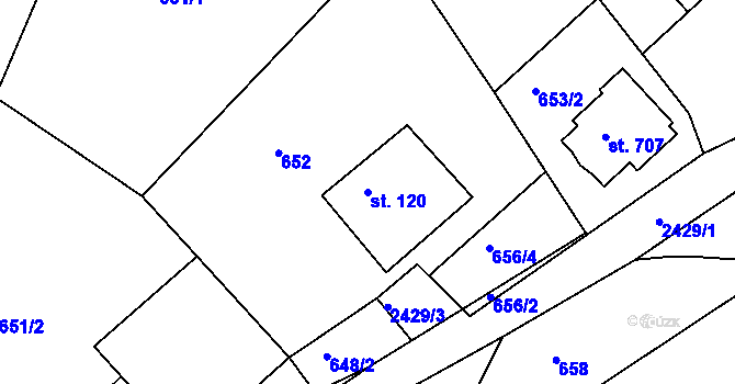 Parcela st. 120 v KÚ Osík, Katastrální mapa