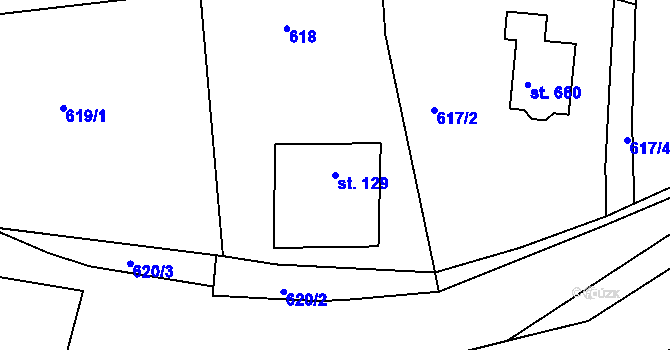 Parcela st. 129 v KÚ Osík, Katastrální mapa