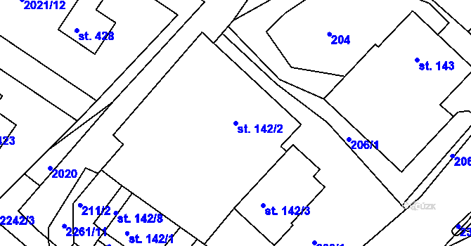 Parcela st. 142/2 v KÚ Osík, Katastrální mapa