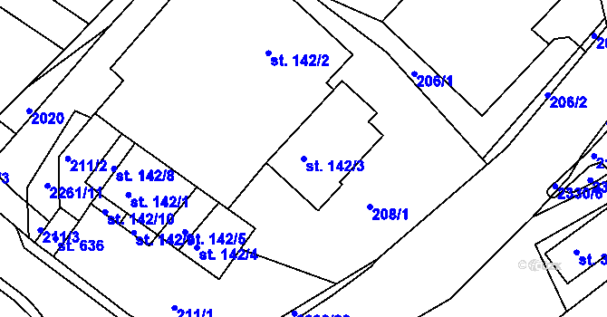 Parcela st. 142/3 v KÚ Osík, Katastrální mapa