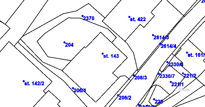 Parcela st. 143 v KÚ Osík, Katastrální mapa