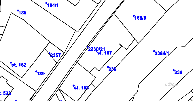 Parcela st. 157 v KÚ Osík, Katastrální mapa
