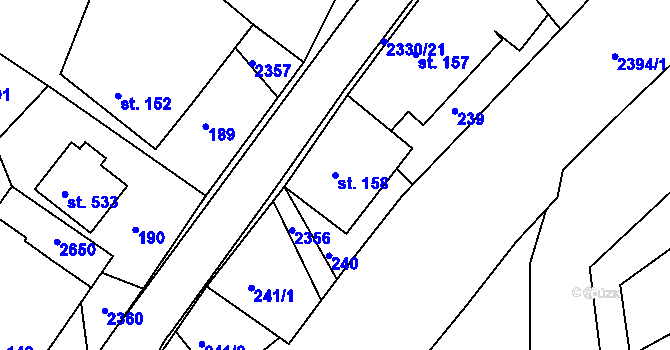 Parcela st. 158 v KÚ Osík, Katastrální mapa