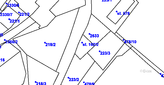 Parcela st. 162/2 v KÚ Osík, Katastrální mapa
