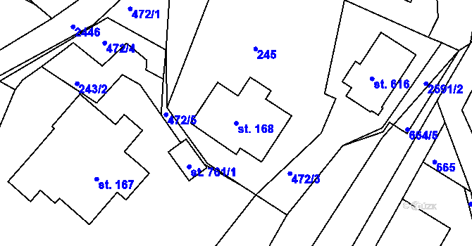 Parcela st. 168 v KÚ Osík, Katastrální mapa