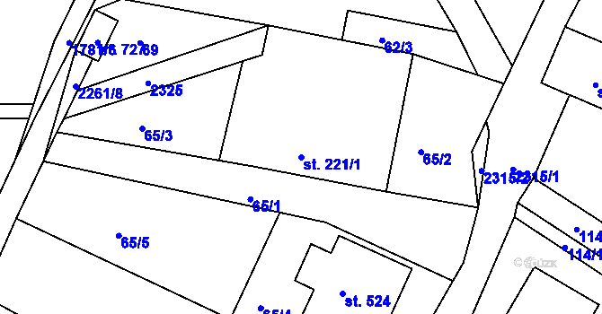 Parcela st. 221/1 v KÚ Osík, Katastrální mapa