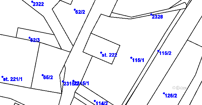 Parcela st. 222 v KÚ Osík, Katastrální mapa