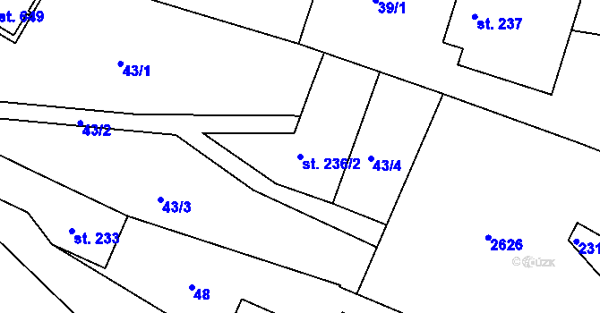 Parcela st. 236/2 v KÚ Osík, Katastrální mapa